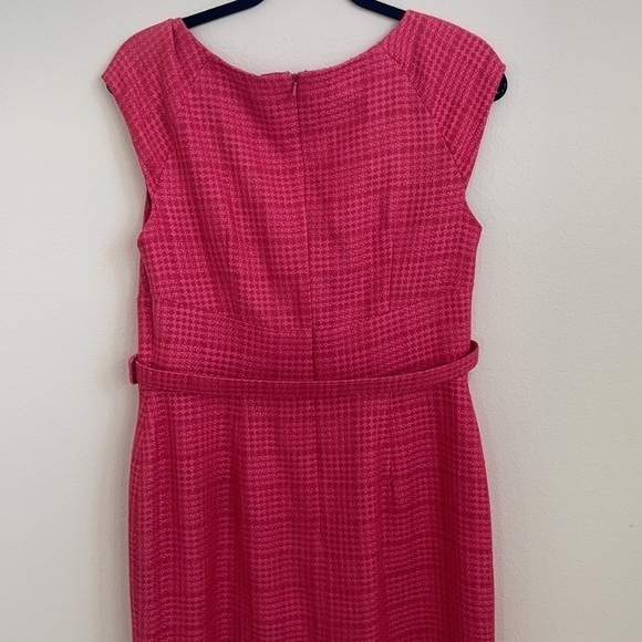 Kay Unger Hot Pink tweed shift dress cap sleeve with belt 10 - Picture 6 of 8